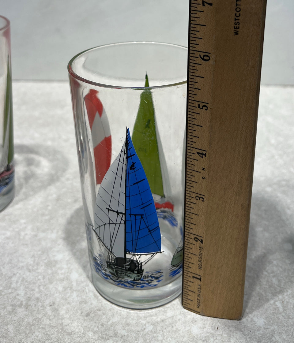 Set of 7 Vintage Sailboat GLasses