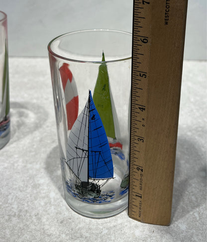 Set of 7 Vintage Sailboat GLasses