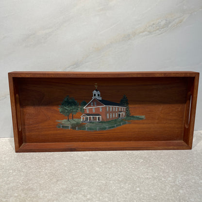Teak Tray - Amherst Red Brick School House