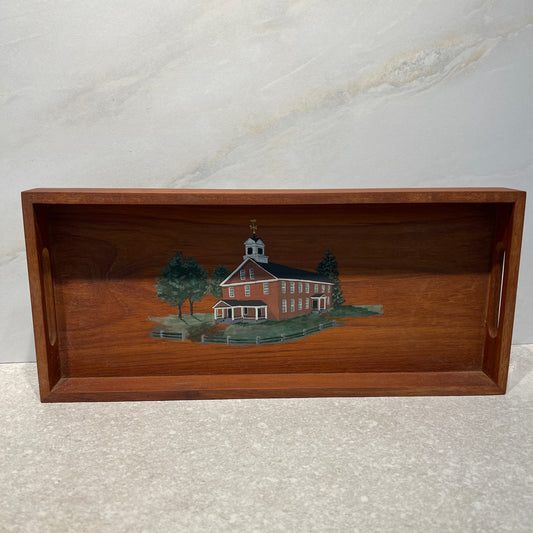 Teak Tray - Amherst Red Brick School House