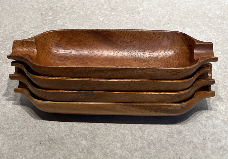 Set of 4 Wooden Corn Bowls