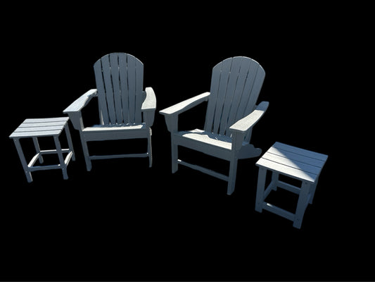 Set of of 2 Adirondack Chairs and 2 Tables