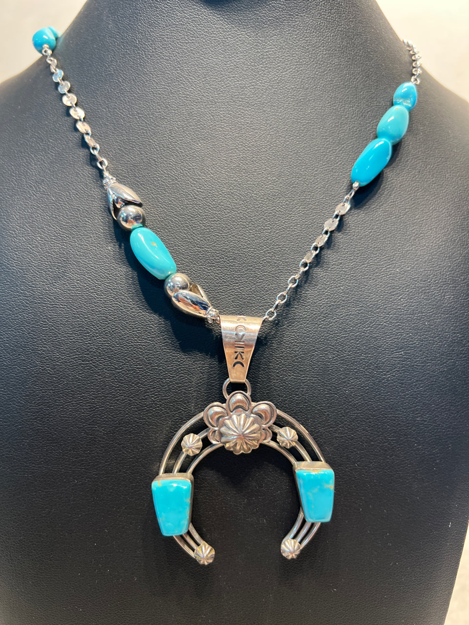 Sterling Turquoise Squash Necklace
