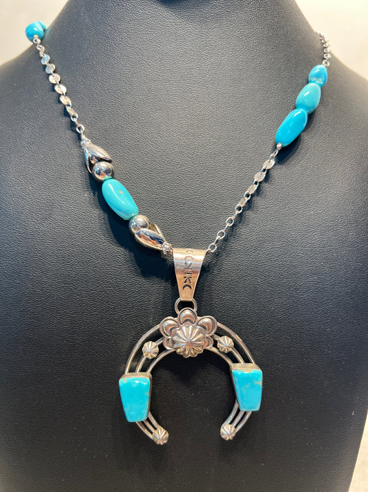 Sterling Turquoise Squash Necklace