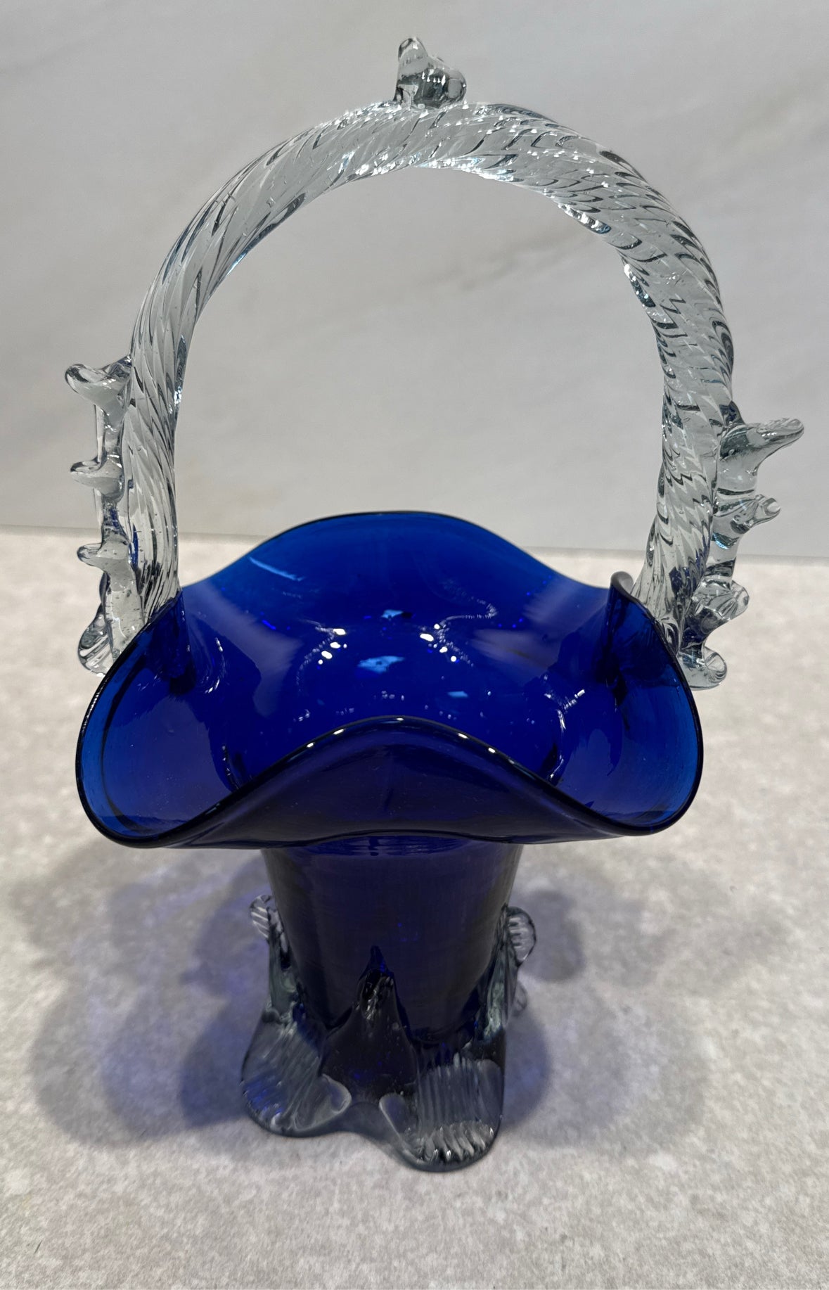 Blue Handblown Basket