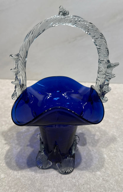 Blue Handblown Basket