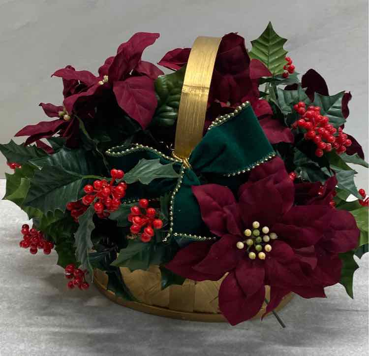 Basket With Poinsettias