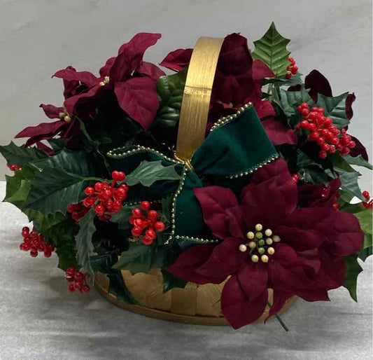 Basket With Poinsettias