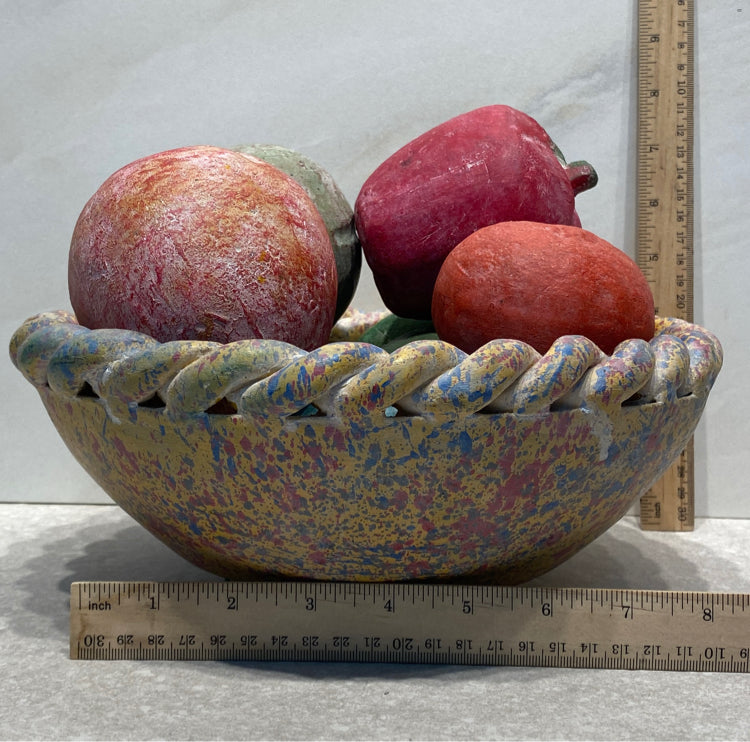 Clay Pottery Bowl & Fruit