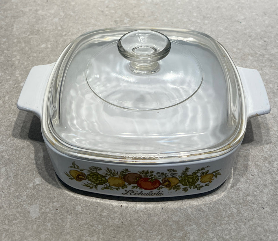 Covered Corning Ware Bowl