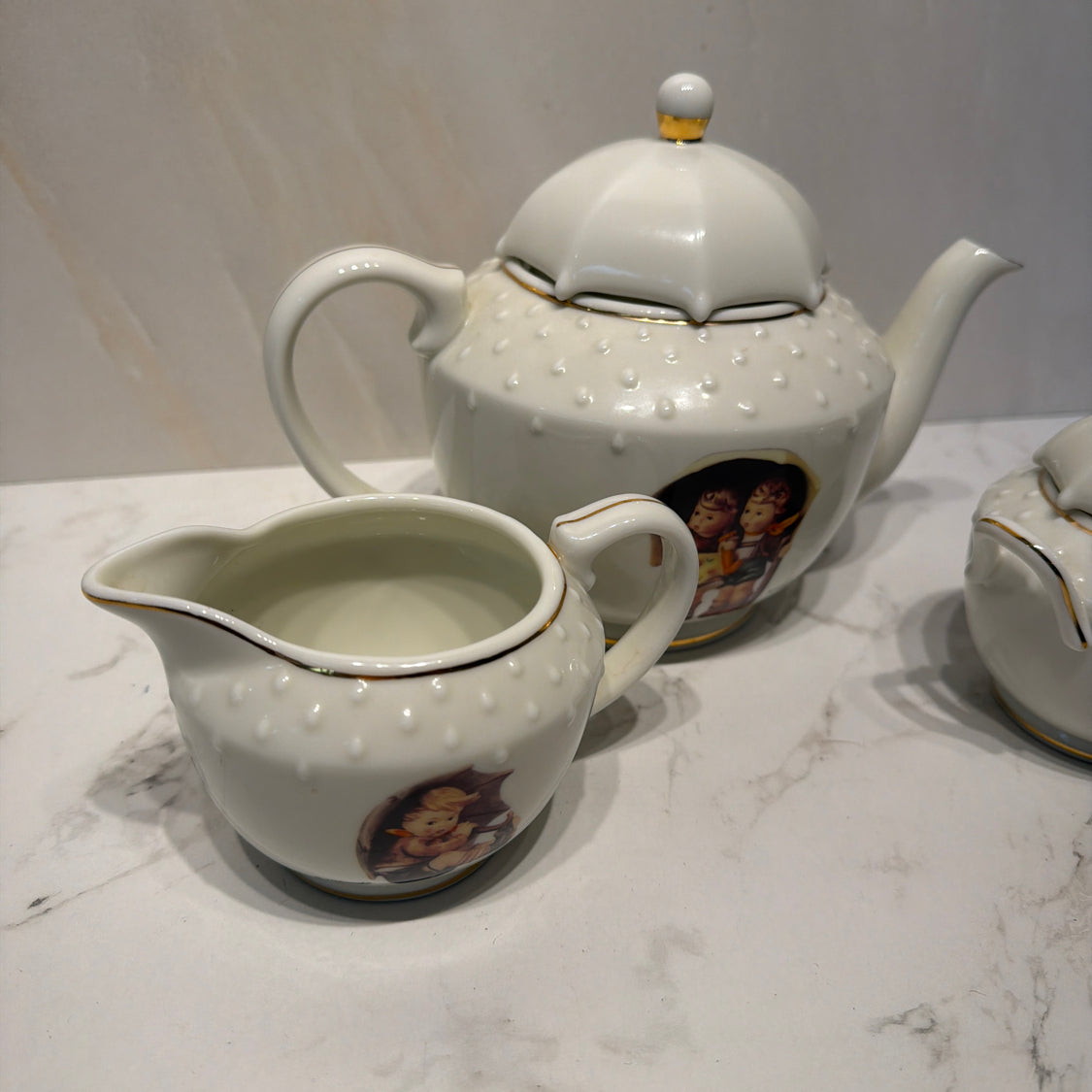 Hummel Teapot, Sugar, and Creamer
