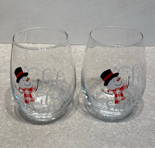 Set of 2 Snowman Glasses