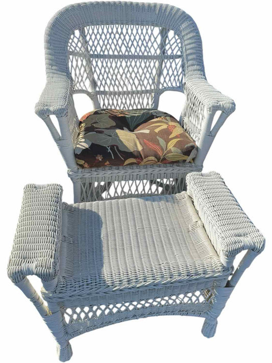 Wicker Chair And Ottoman