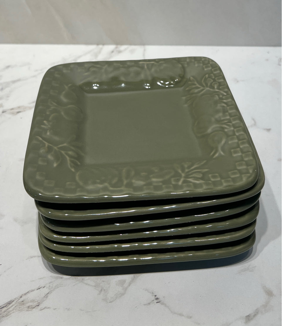 Set of 6 Green Plates