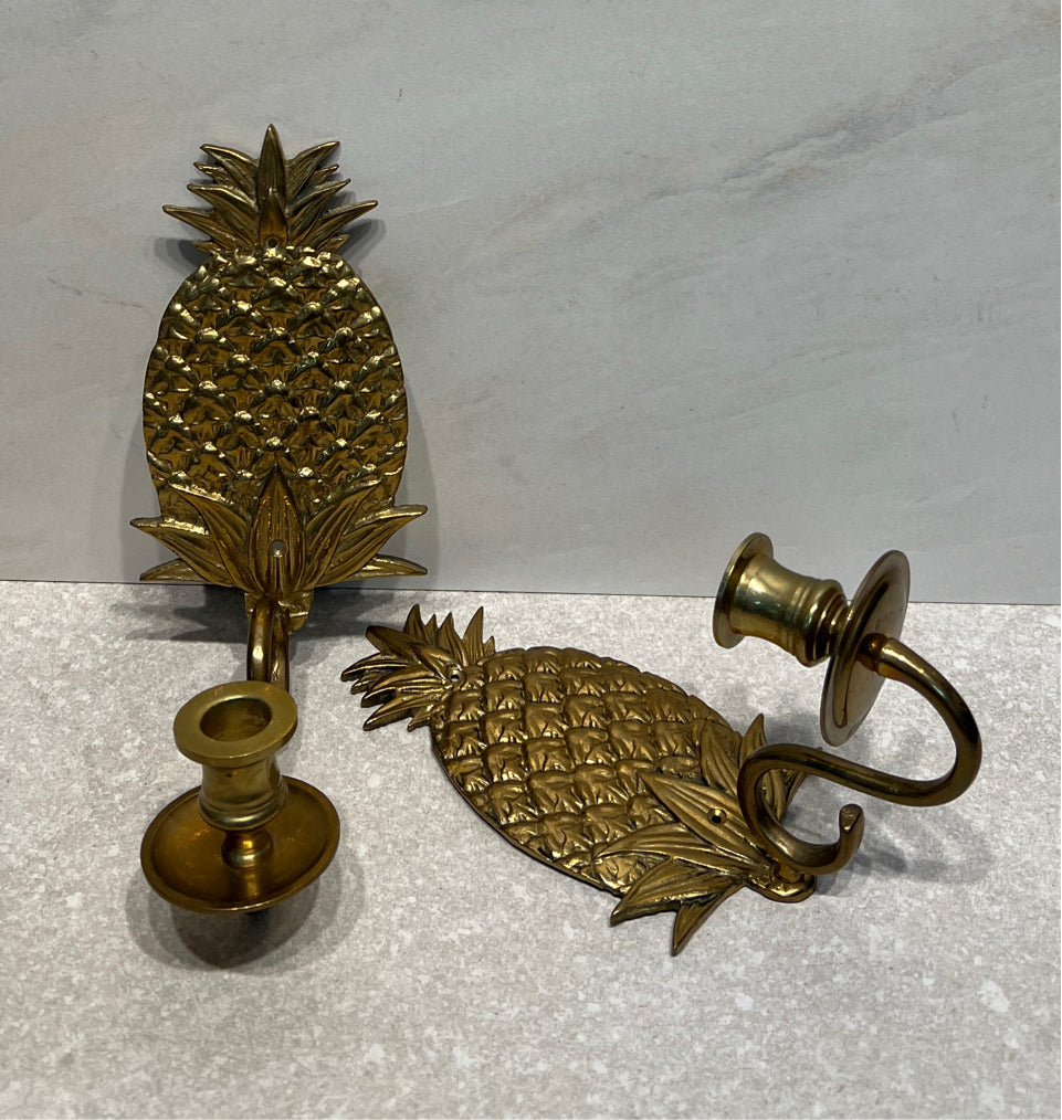 Set of 2 Brass Candleholders