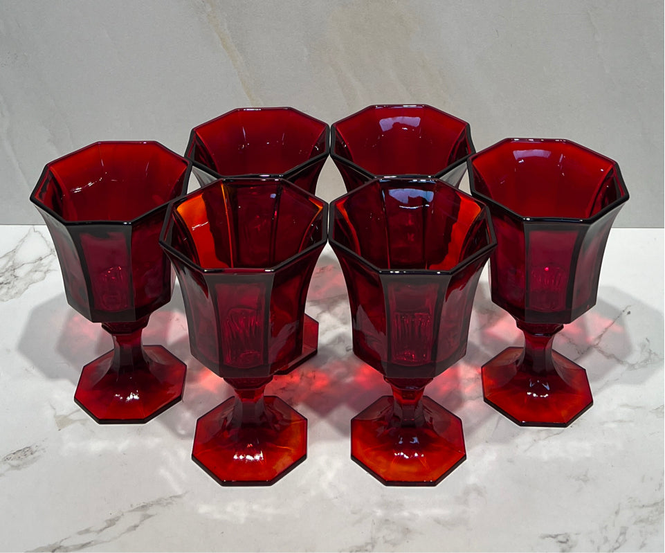 Set of 6 Red Glasses