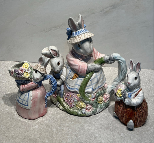 Fitz anf Floyd Teapot, Sugar, and Creamer