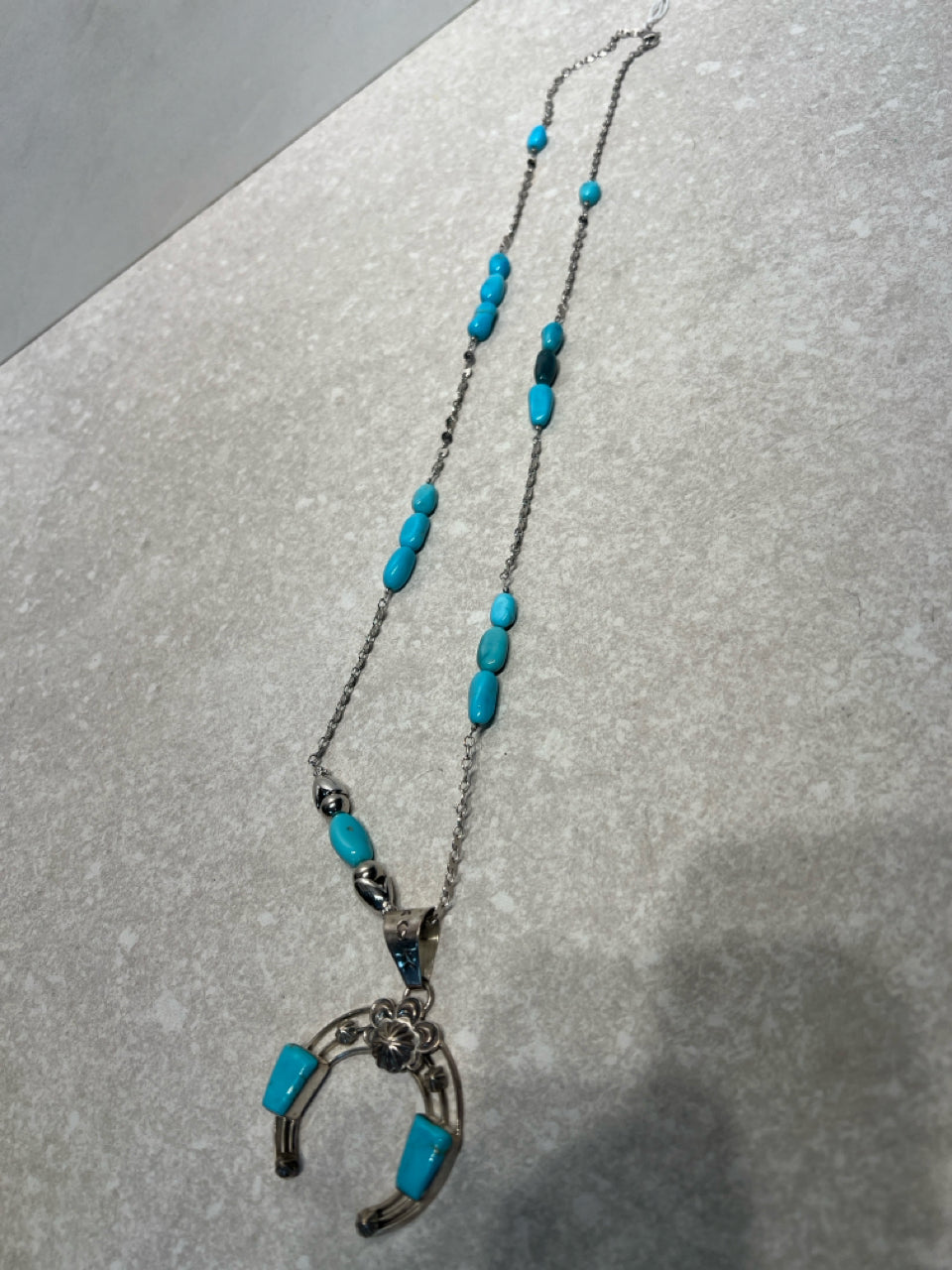 Sterling Turquoise Squash Necklace