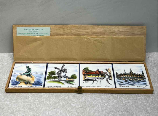 Set of 4 Handpainted Tiles