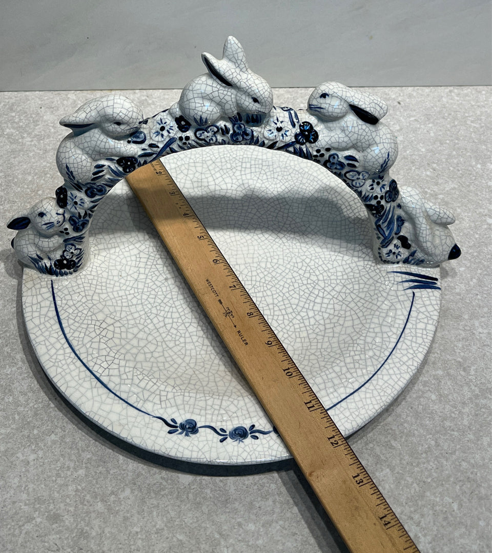 Dedham Pottery Handled Cake Plate