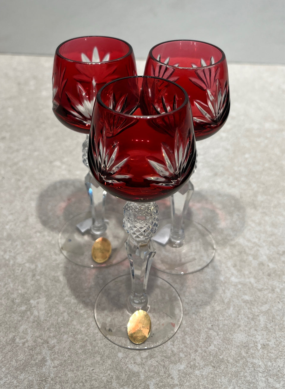 Set of 3 Bleikristall Cut to Clear Cordials