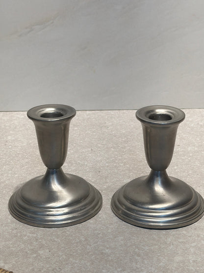 Set of 2 Pewter Candle Holders