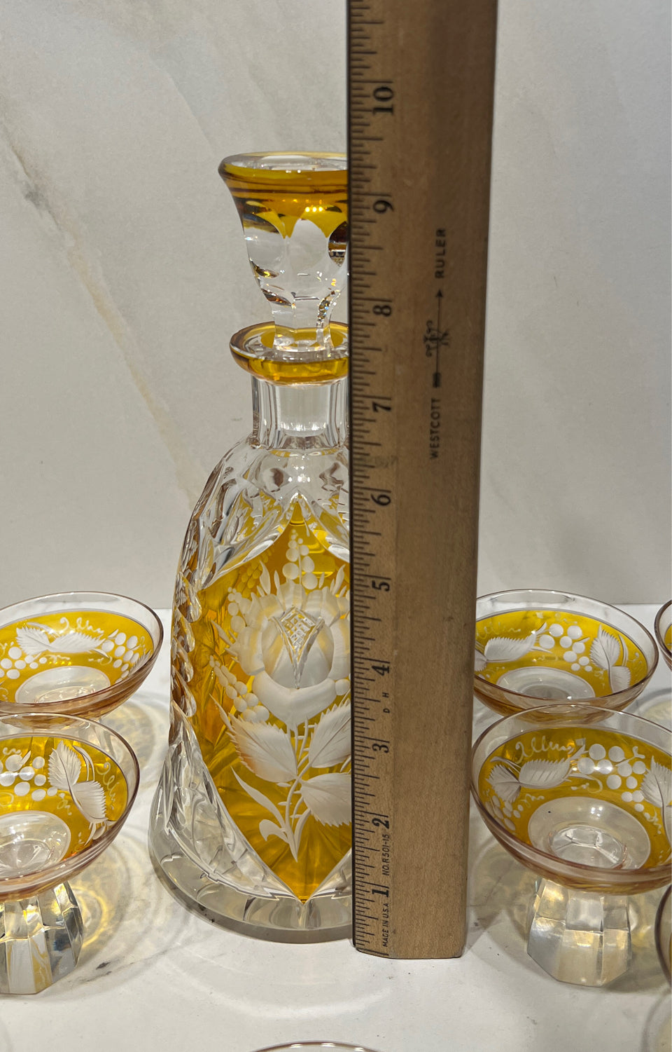 Cut To Clear Decanter With 11 Glasses