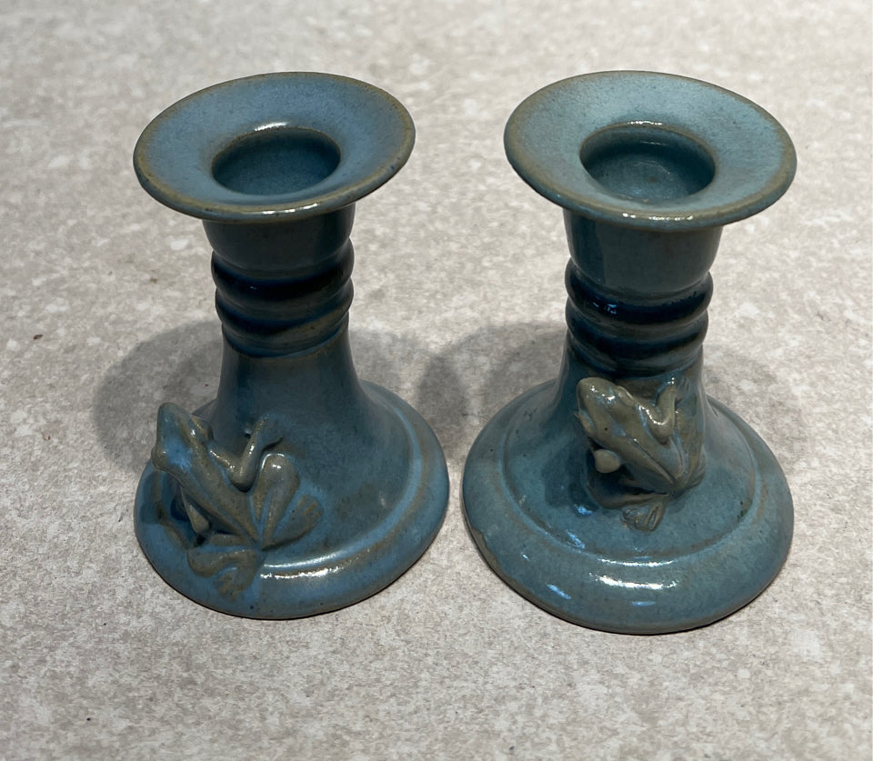 Set of 2 Enesco Frog Candleholders
