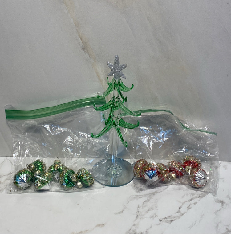 Glass Tree with Ornaments