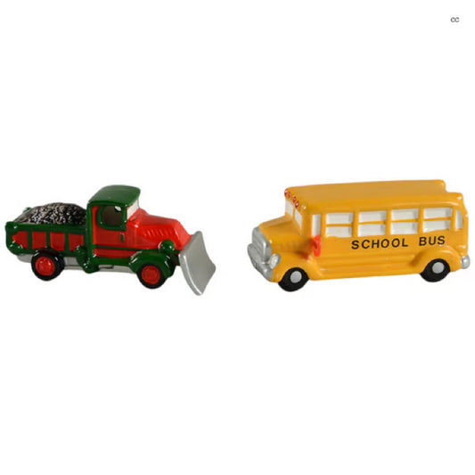 Dept. 56 Schoold Bus And Snow Plow