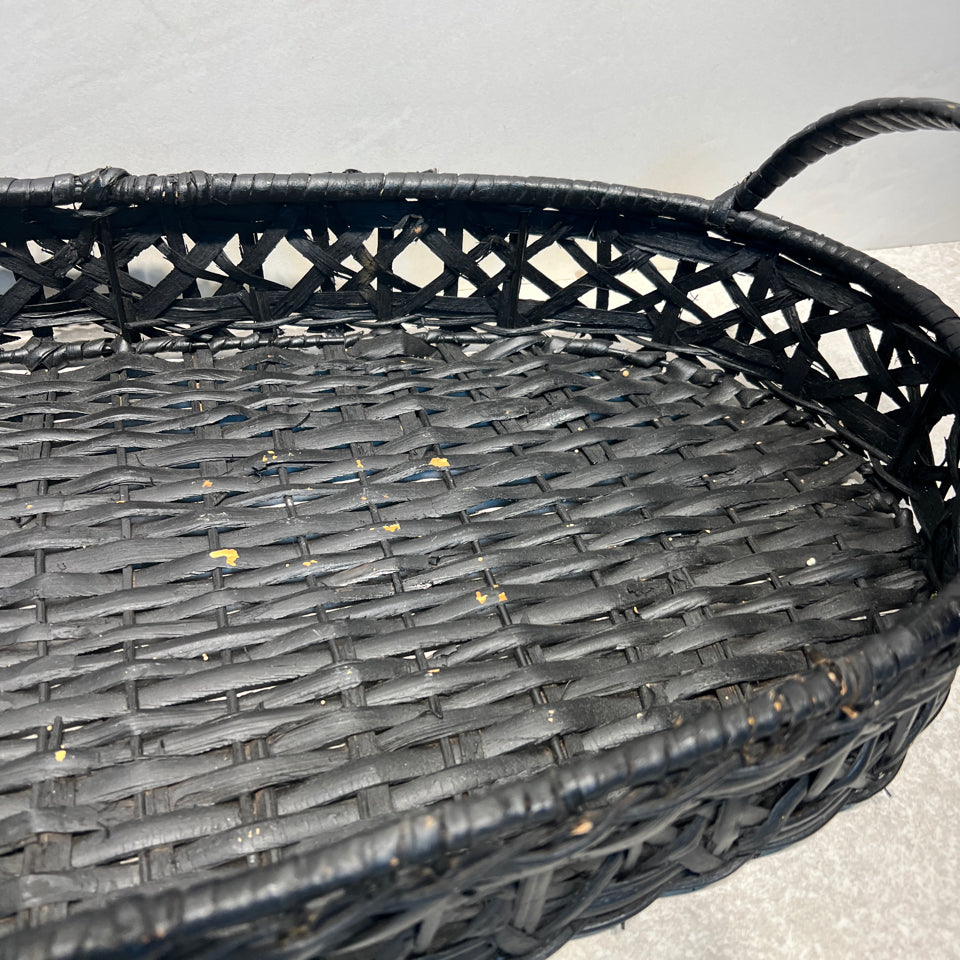 Black Wicker Tray Basket
