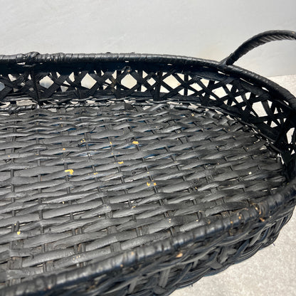Black Wicker Tray Basket