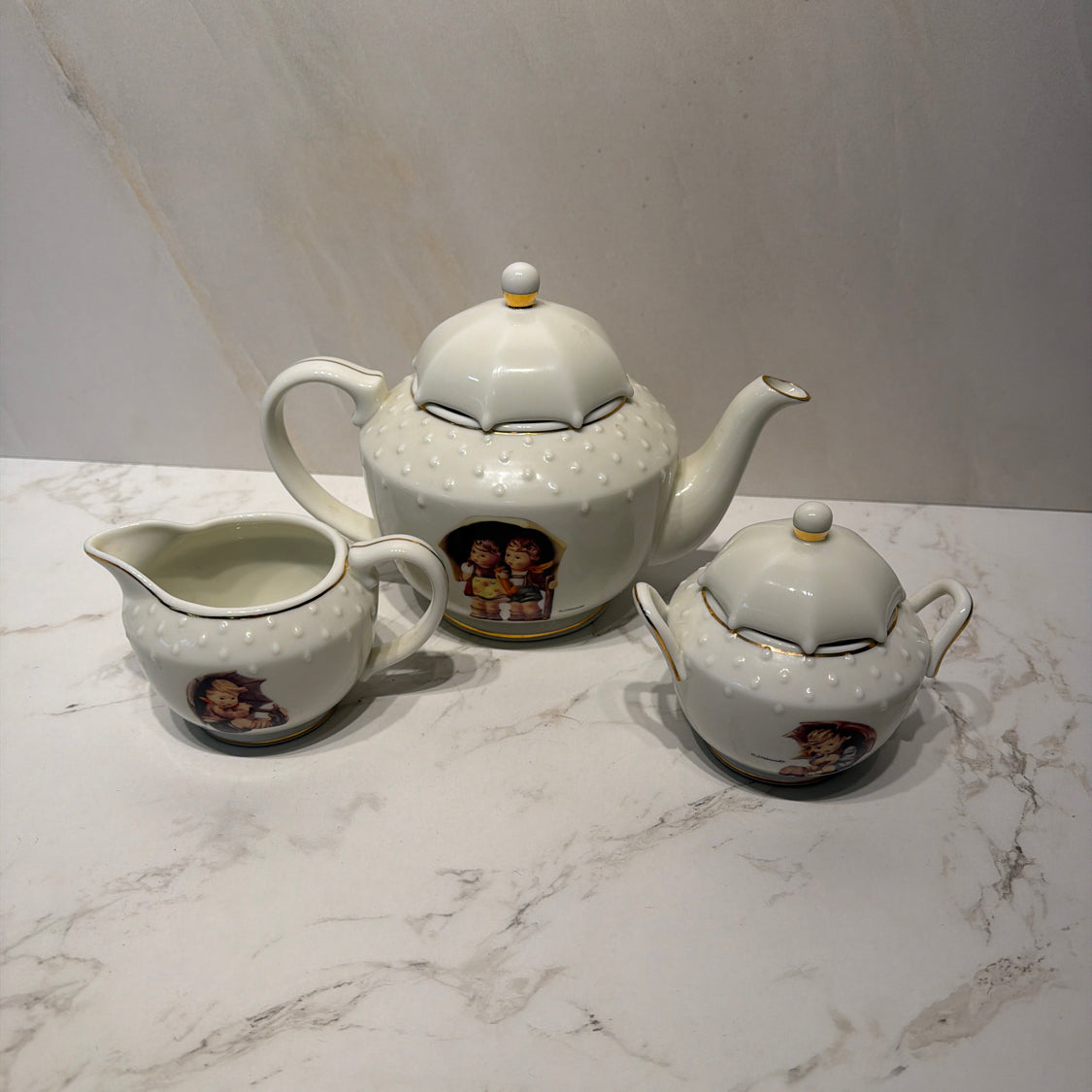 Hummel Teapot, Sugar, and Creamer
