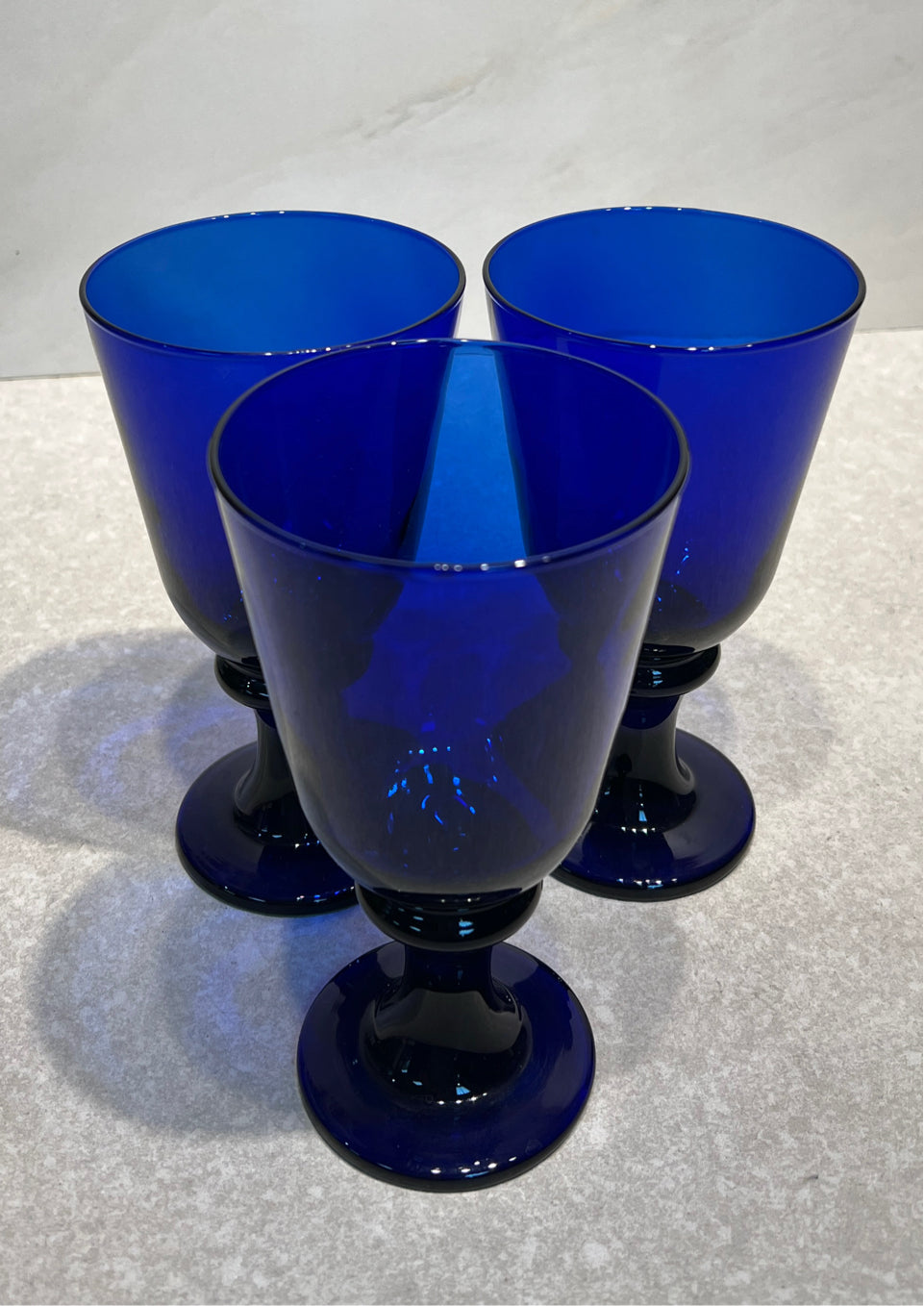 Set of 3 Cobalt Blue Glasses