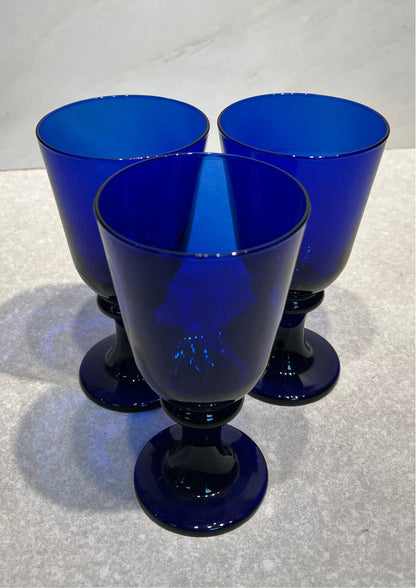 Set of 3 Cobalt Blue Glasses