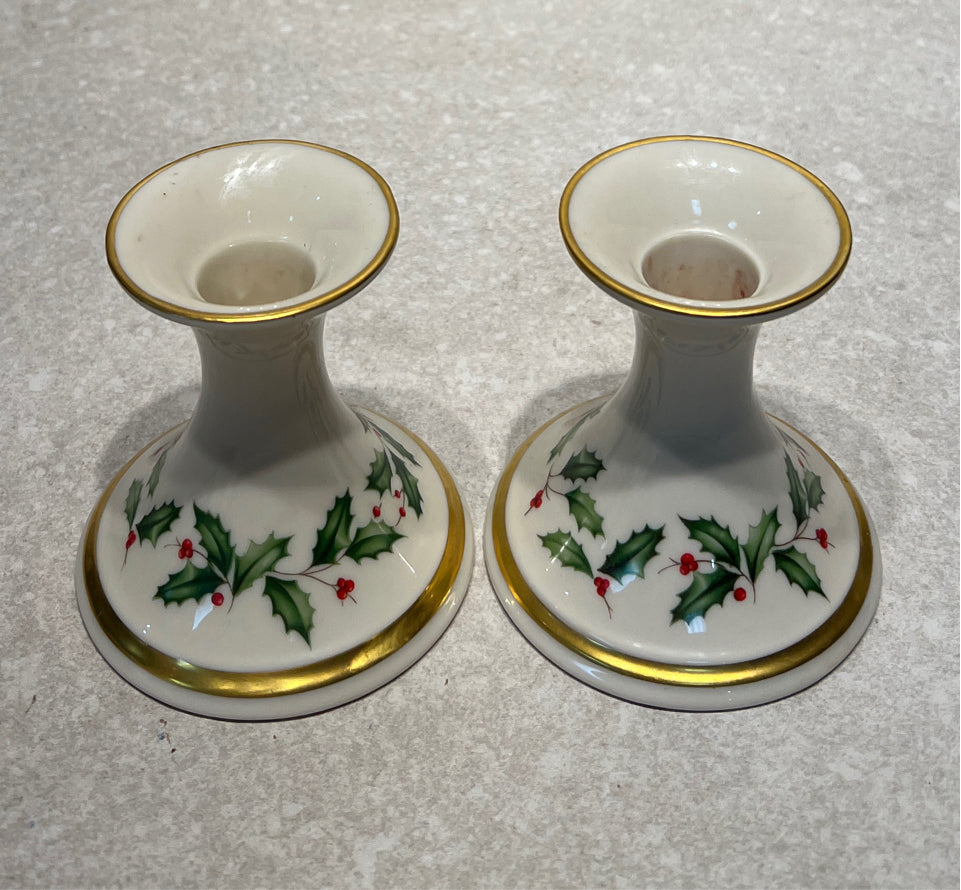 Set of 2 lenox Holiday Candleholders