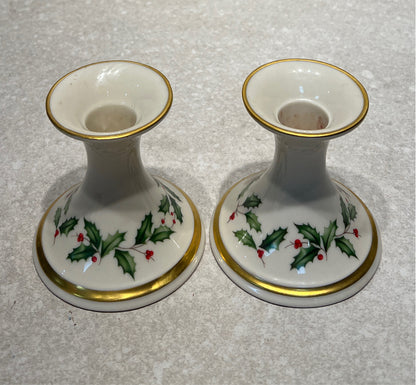 Set of 2 lenox Holiday Candleholders