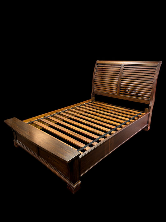 Queen Headboard & Footboard With Slats And Rails