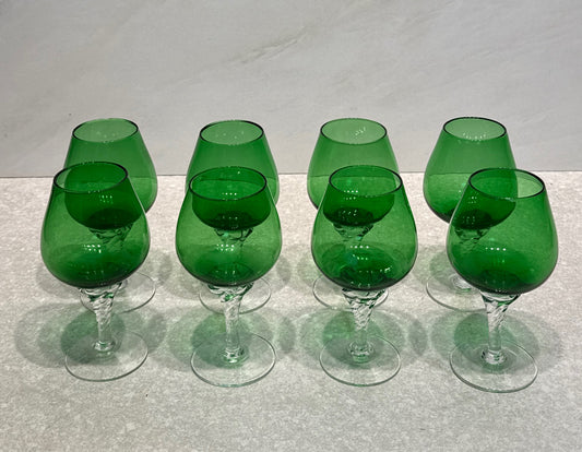 Set of 8 Green Glasses