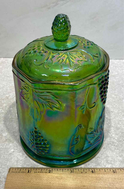 Carnival Glass Covered Jar