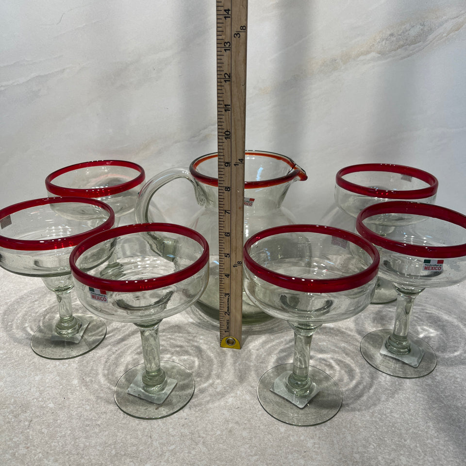 Pitcher and 6 Margarita Glasses