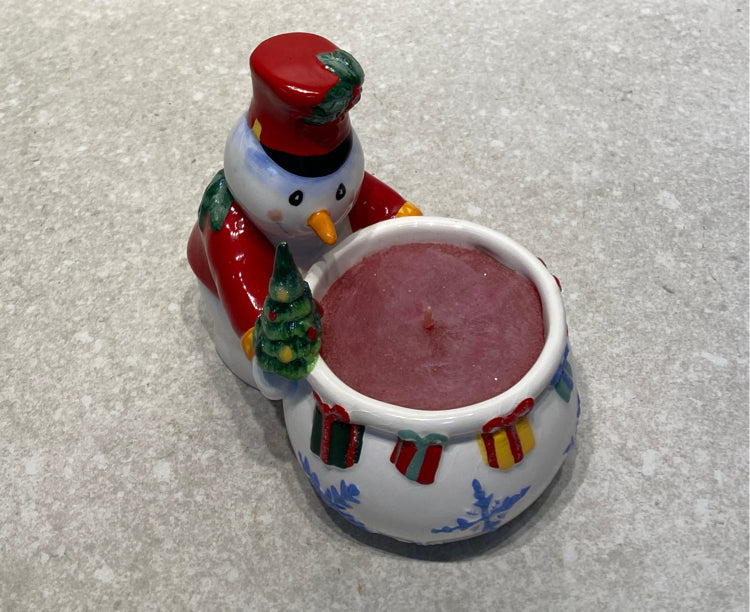 White Barn Snowman Candle