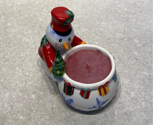 White Barn Snowman Candle
