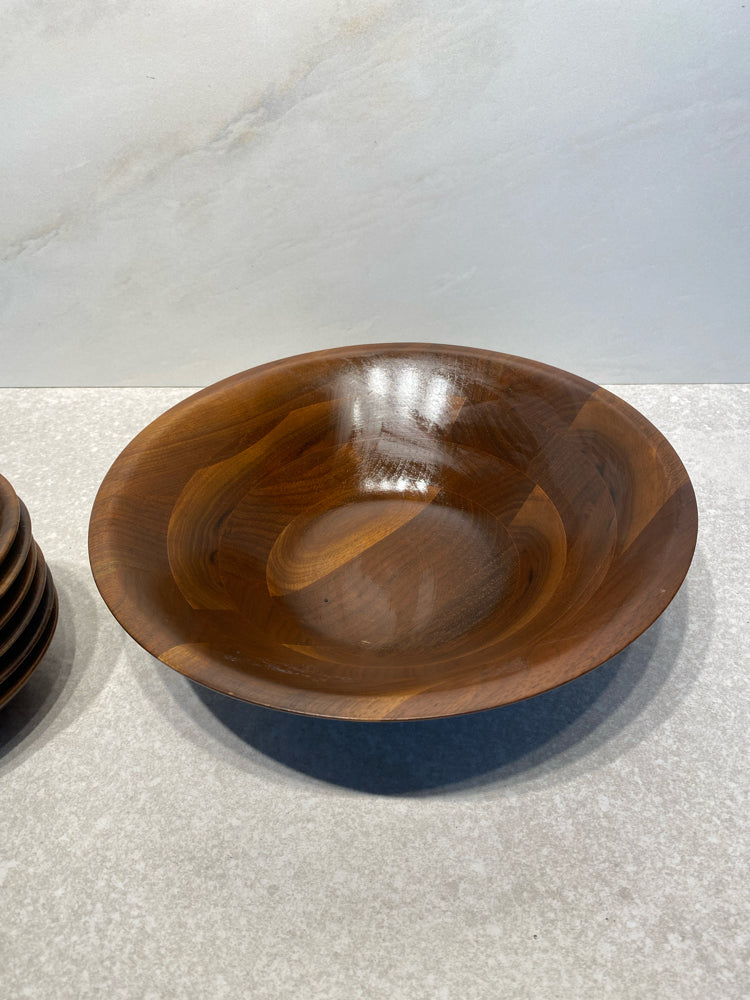 Set of 7 Walnot Wooden Bowls