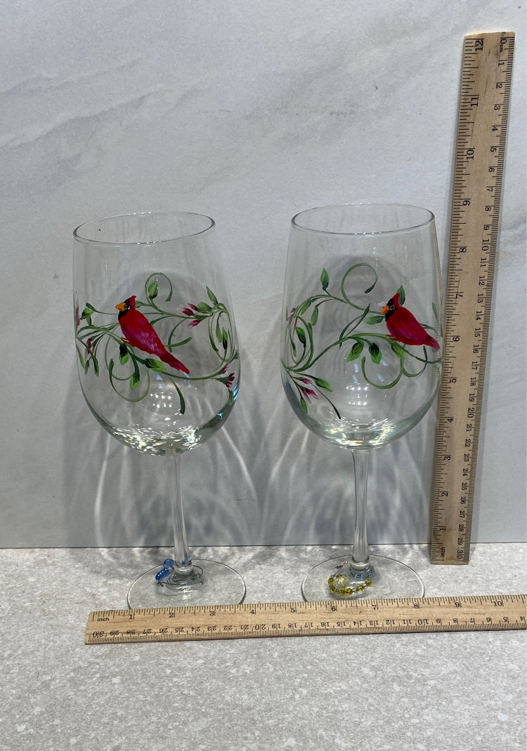 Pair of Handpainted Wine Glasses