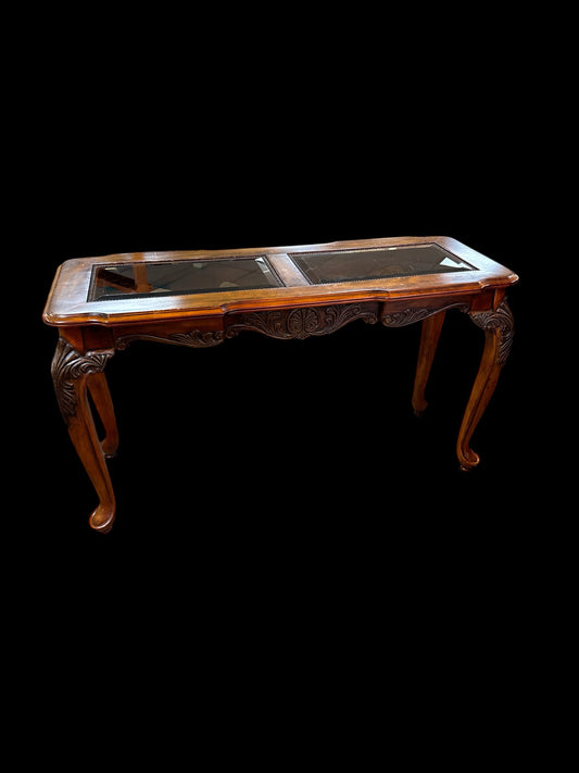 Wood And Glass Top SofaTable