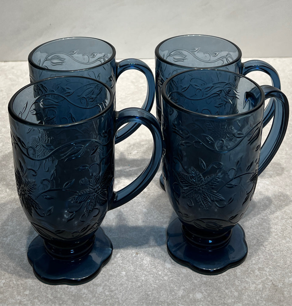 Set of 4 Princess House Blue Mugs