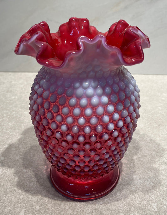 Fenton Cranberry Opalescent Vase