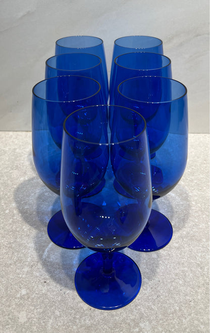 Set of 7 Cobalt Blue Glasses