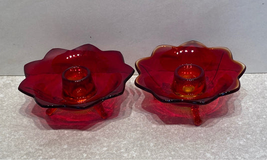 Pair of Amberina Candleholders